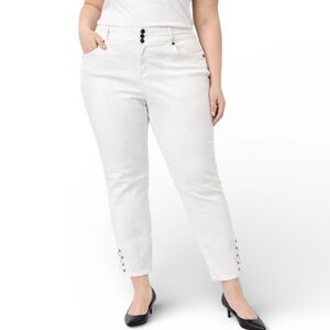 Torrid White Laced Ankle Cropped Skinny Jeans